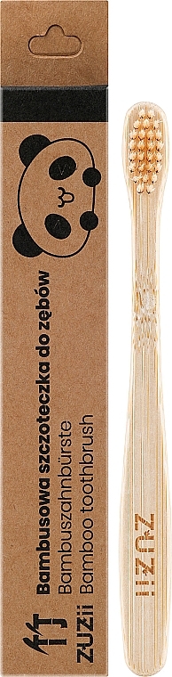 Bambusowa szczoteczka do zębów dla dzieci z miękkim włosiem, beżowa - Zuzii Kids Soft Toothbrush — Zdjęcie N2