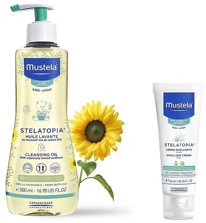 Zestaw do odżywienia włosów - Mustela Bebe Stelatopia (cl/oil/500ml + cream/40ml) — Zdjęcie N2