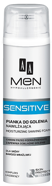 Nawilżająca pianka do golenia do skóry bardzo wrażliwej - AA Men Sensitive — Zdjęcie N1