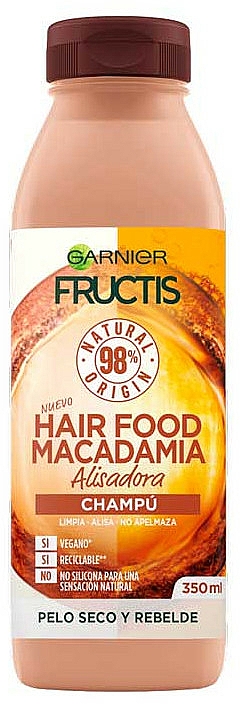 Szampon regenerujący do włosów zniszczonych - Garnier Fructis Hair Food Macadamia Smoothing Shampoo — Zdjęcie N1