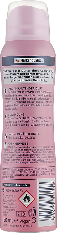 Perfumowany dezodorant Pink Blossom - Balea Parfum Deodorant Pink Blossom — Zdjęcie N2