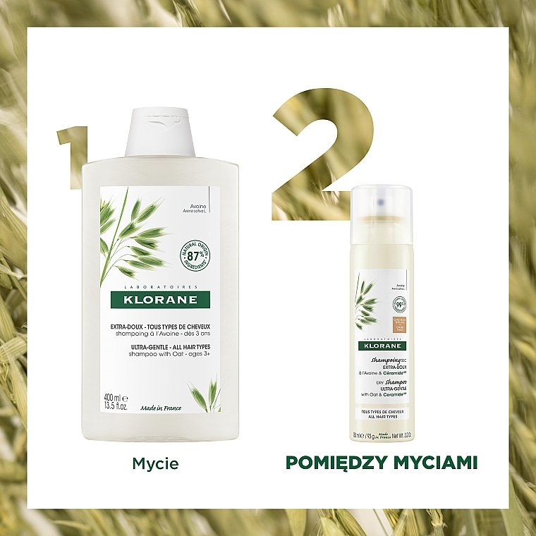 Suchy szampon z płatkami owsianymi i ceramidami do ciemnych włosów - Klorane Dry Shampoo Ultra-Gentle With Oat&Ceramide Dark Hair — Zdjęcie N5