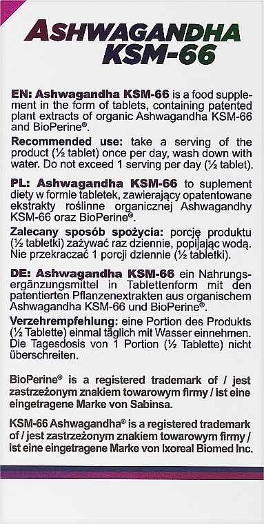 Suplement diety Ashwagandha KSM-66 w tabletkach - AllNutrition Ashwagandha KSM-66 — Zdjęcie N3