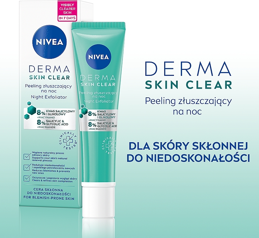 Peeling złuszczający na noc - NIVEA Derma Skin Clear — Zdjęcie N8