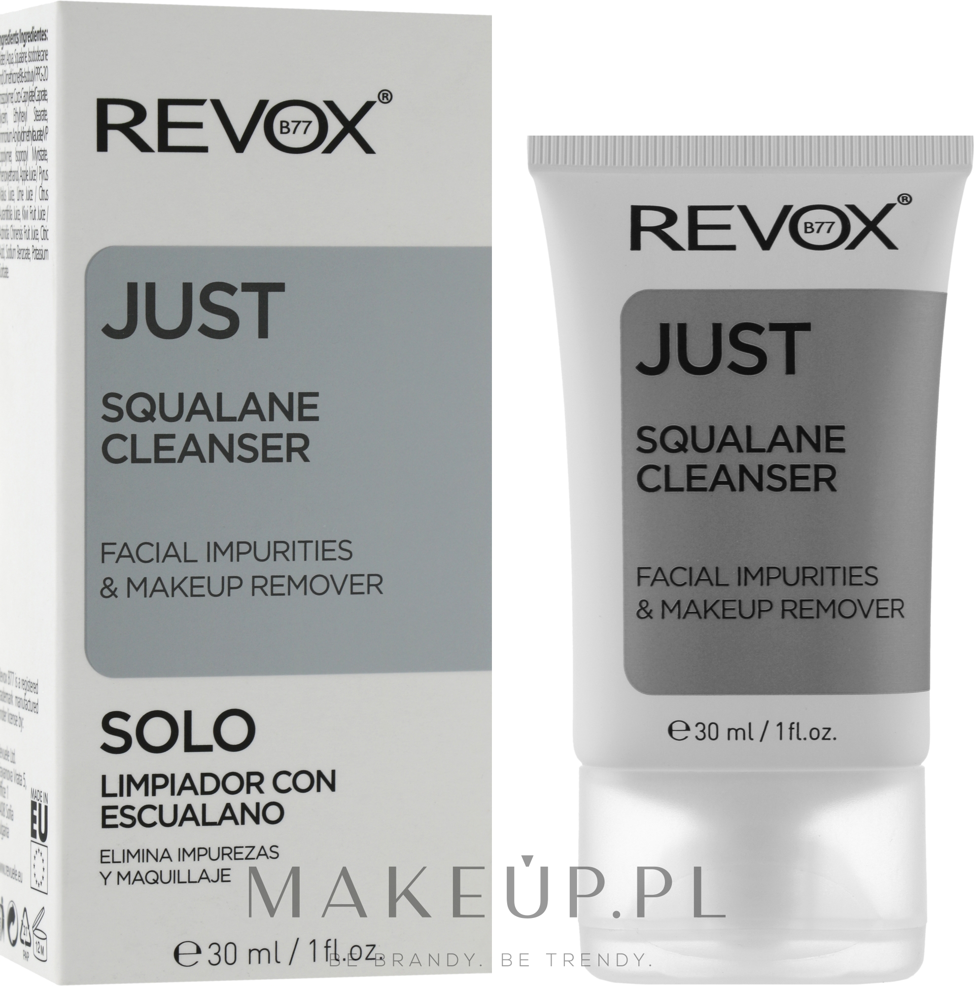 Skwalan oczyszczający do demakijażu twarzy - Revox Just Squalane Cleanser Facial Impurities And Makeup Remover — Zdjęcie 30 ml