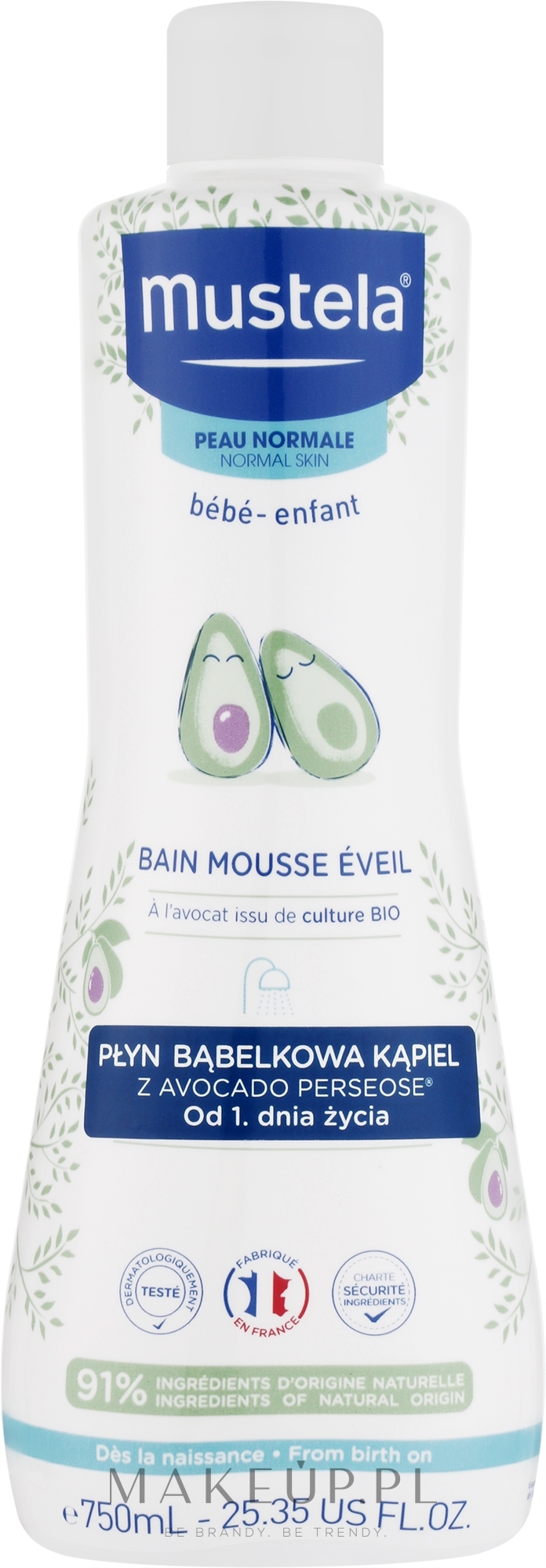 Pianka do kąpieli z awokado dla dzieci - Mustela Bebe Avocado Multi-Sensory Bubble Bath — Zdjęcie 750 ml