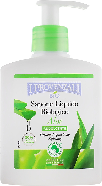 Mydło w płynie, emolient - I Provenzali Aloe Organic Liquid Soap Softening — Zdjęcie N1