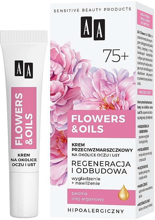 Krem przeciwzmarszczkowy na okolice oczu i ust 75+ - AA Flowers & Oils Anti-Wrinkle Eyes And Lip Cream — Zdjęcie N1