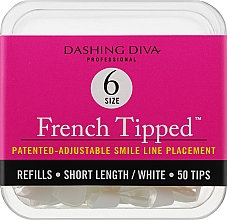 Kup Krótkie tipsy French - Dashing Diva French Tipped Short White 50 Tips (Size 6)
