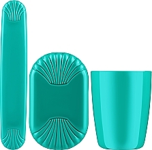Kup Zestaw podróżny, zielony - Sanel Comfort II (cup1/pcs + toothbr/case/1pcs + soap/case/1pcs)