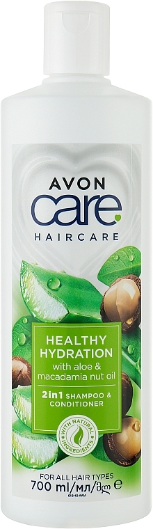 Szampon do włosów 2 w 1 z aloesem i orzechami makadamia - Avon Care Healthy Hydration 2 In 1 Shampoo & Conditioner  — Zdjęcie N1
