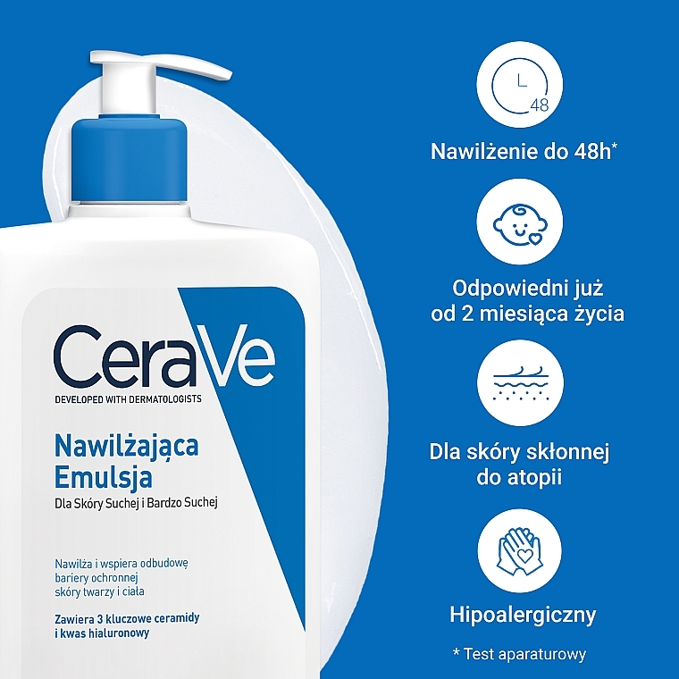 CeraVe Moisturising Lotion - Nawilżająca emulsja do suchej i bardzo suchej skóry twarzy i ciała  — Zdjęcie N6