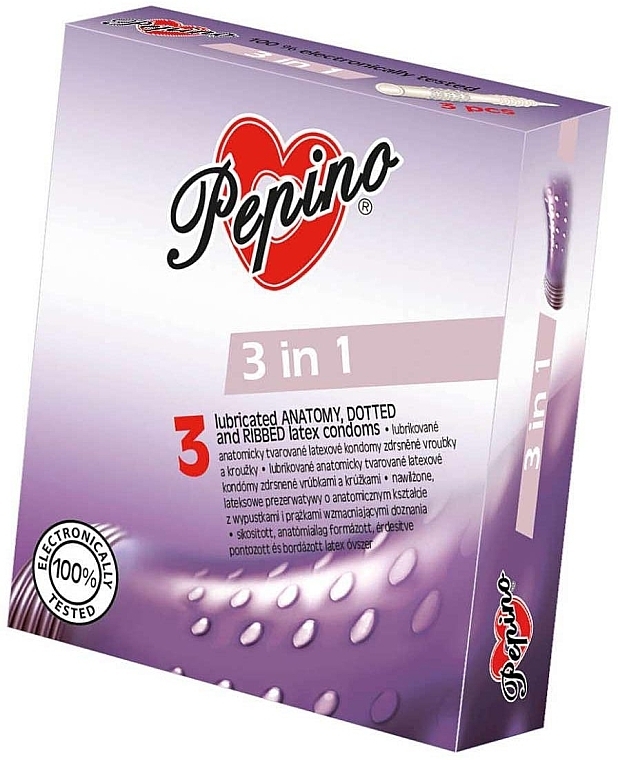 Prezerwatywy, 3 sztuki - Pepino 3 In 1 — Zdjęcie N1
