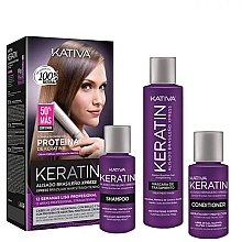 Kup Zestaw do pielęgnacji włosów - Kativa Keratin (shm/250ml + cond/200ml + hair/cr/150ml)