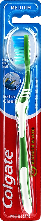 Szczoteczka do zębów o średniej twardości, zielona - Colgate Extra Clean Medium — Zdjęcie N1