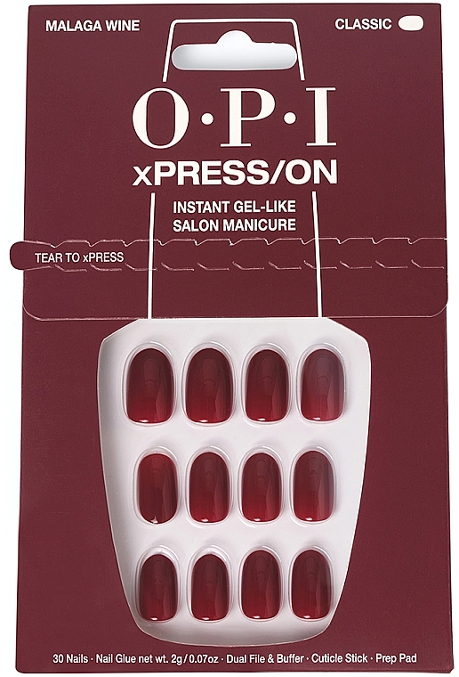 Zestaw sztucznych paznokci - OPI Xpress/On Malaga Wine — Zdjęcie N1