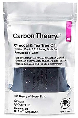 Złuszczające mydło do ciała z olejkiem z drzewa herbacianego - Carbon Theory Charcoal & Tea Tree Oil Exfoliating Body Soap Bar