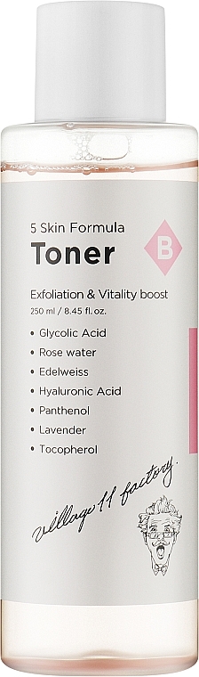 Złuszczający tonik do twarzy - Village 11 Factory Skin Formula Toner B Exfoliation & Vitality