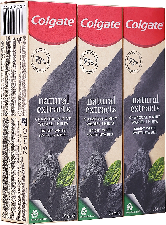 Wybielająca pasta do zębów - Colgate Natural Extracts Charcoal & Mint 93% With Naturally Derived Ingredients — Zdjęcie N1