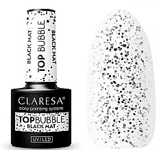 Matowy top coat z czarnymi drobinkami - Claresa Bubble Black Matt No Wipe — Zdjęcie N1