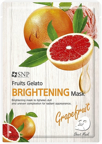 Rozświetlająca maseczka w płachcie do twarzy z ekstraktem z grejpfruta - SNP Fruits Gelato Brightening Mask — Zdjęcie N1