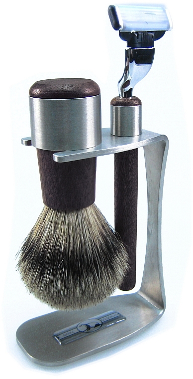 Zestaw do golenia - Golddachs Pure Bristle, Wenge Wood, Stainless Steel, Mach3 (sh/brush + razor + stand) — Zdjęcie N1