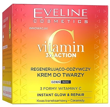 Regenerująco-odżywczy krem do twarzy - Eveline Cosmetics Vitamin C 3x Action Instant Glow & Repair Cream
