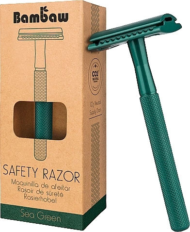 Maszynka do golenia z wymiennym ostrzem, miętowa - Bambaw Safety Razor Sea Green — Zdjęcie N1