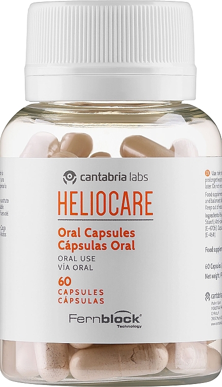 Kompleksowa ochrona, Filtr słoneczny w kapsułkach - Cantabria Labs Heliocare Oral Capsulas — Zdjęcie N1