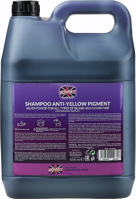 Srebrny szampon przeciw żółtym tonom - Ronney Professional Anti-Yellow Pigment Silver Power Shampoo — Zdjęcie N4