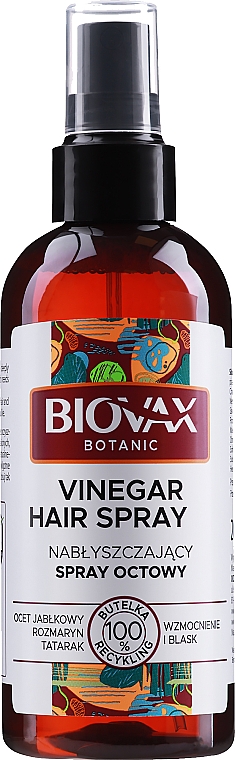 Nabłyszczający spray octowy do włosów - Biovax Botanic — Zdjęcie N1