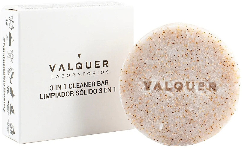 Solid cleanser 3 w 1-mydełko do mycia twarzy - Valquer Sugar 3 In 1 Cleanser Bar — Zdjęcie N1