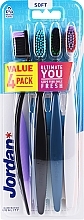 Miękka szczoteczka do zębów, 4 szt., czarno-fioletowa+czarna+niebieska+biała - Jordan Ultimate You Soft Toothbrush — Zdjęcie N1