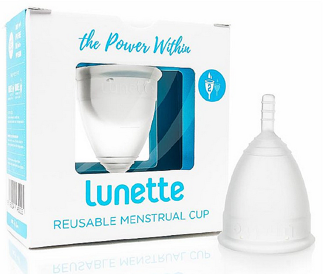 Kubeczek menstruacyjny model 2, przezroczysty - Lunette Reusable Menstrual Cup Clear Model 2 — Zdjęcie N1