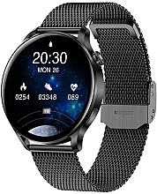 Inteligentny zegarek dla kobiet, czarna stal - Garett Smartwatch Lady Elegance RT — Zdjęcie N1
