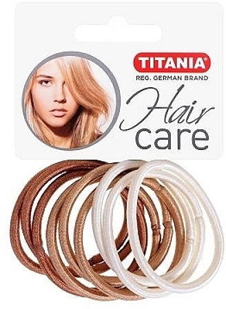 Gumki do włosów, elastyczne, 4 mm, 9 szt. jasnobrązowe - Titania — Zdjęcie N1
