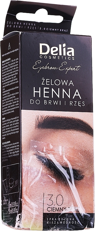 PRZECENA! Żelowa henna do brwi Ciemny brąz - Delia Eyebrow Tint * — Zdjęcie N2