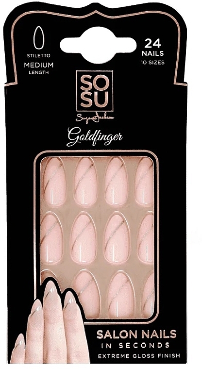 Zestaw sztucznych paznokci - Sosu by SJ Salon Nails In Seconds Goldfinger — Zdjęcie N1