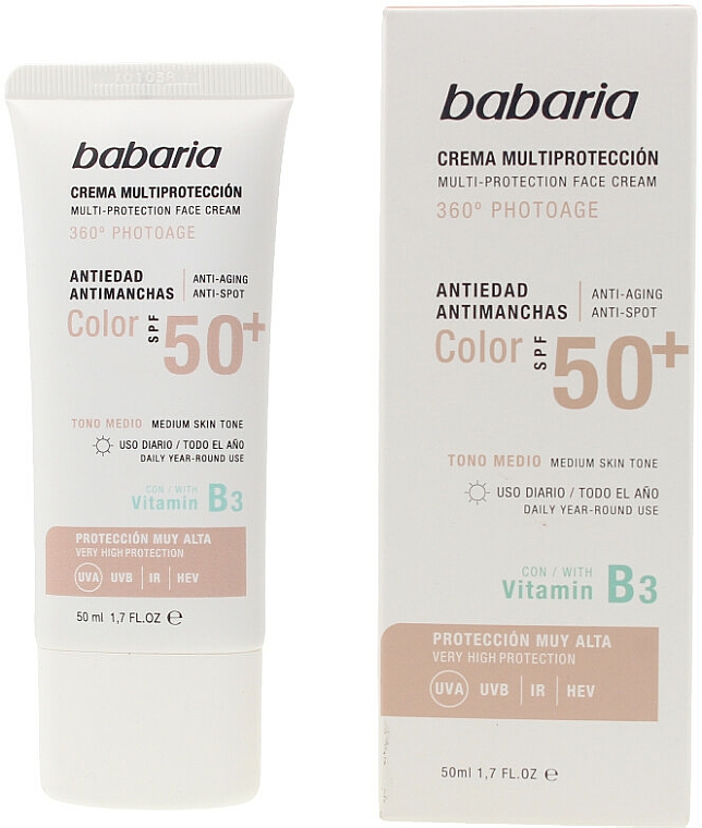 Przeciwsłoneczny krem do twarzy SPF 50+ - Babaria Multi-Protection Spf 50+ Face Cream — Zdjęcie N1