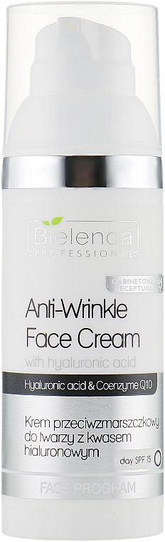 Krem przeciwzmarszczkowy do twarzy z kwasem hialuronowym - Bielenda Professional Anti-Wrinkle Face Cream