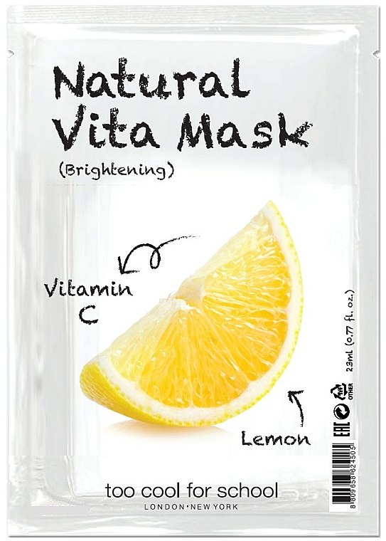 Rozświetlająca maseczka w płachcie do twarzy Cytryna z witaminą C - Too Cool For School Natural Vita Mask Brightening — Zdjęcie N1