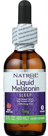 Melatonina w płynie Jagody - Natrol Liquid Melatonin Berry 1 mg — Zdjęcie N1