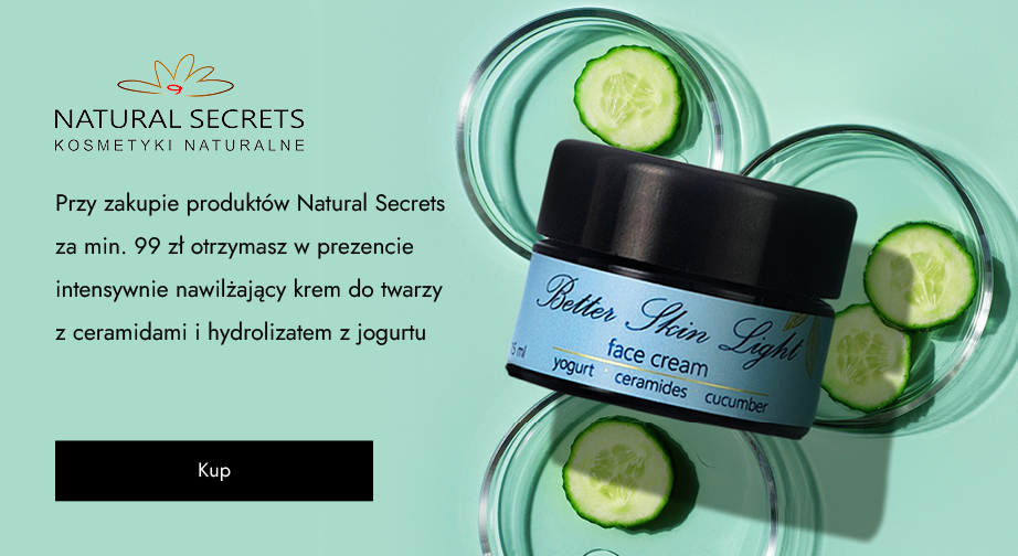 Przy zakupie produktów Natural Secrets za min. 99 zł otrzymasz w prezencie intensywnie nawilżający krem do twarzy z ceramidami i hydrolizatem z jogurtu.