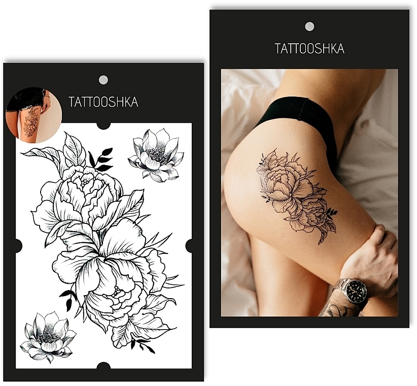 Tatuaż tymczasowy Podwójna piwonia - Tattooshka — Zdjęcie N1