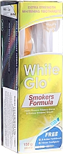 Kup Zestaw wybielający zęby dla palaczy, żółta szczoteczka - White Glo Smokers Formula Whitening Toothpaste (t/paste 100 ml + t/brush + toothpicks)