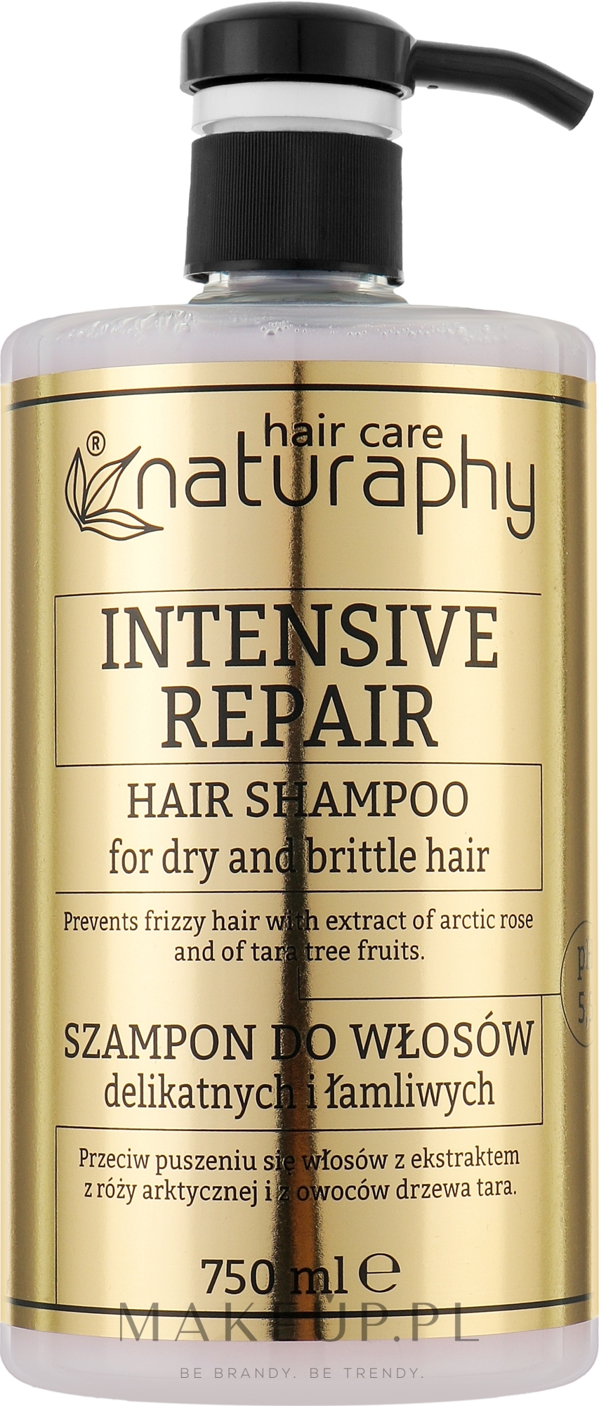 Szampon do włosów delikatnych i łamliwych przeciw puszeniu się z ekstraktem z róży arktycznej i owoców drzewa tara - Naturaphy — Zdjęcie 750 ml