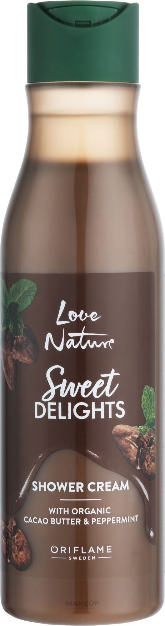 Kremowy żel pod prysznic z organicznym masłem kakaowym i miętą - Oriflame Love Nature Sweet Delights Shower Cream — Zdjęcie 250 ml