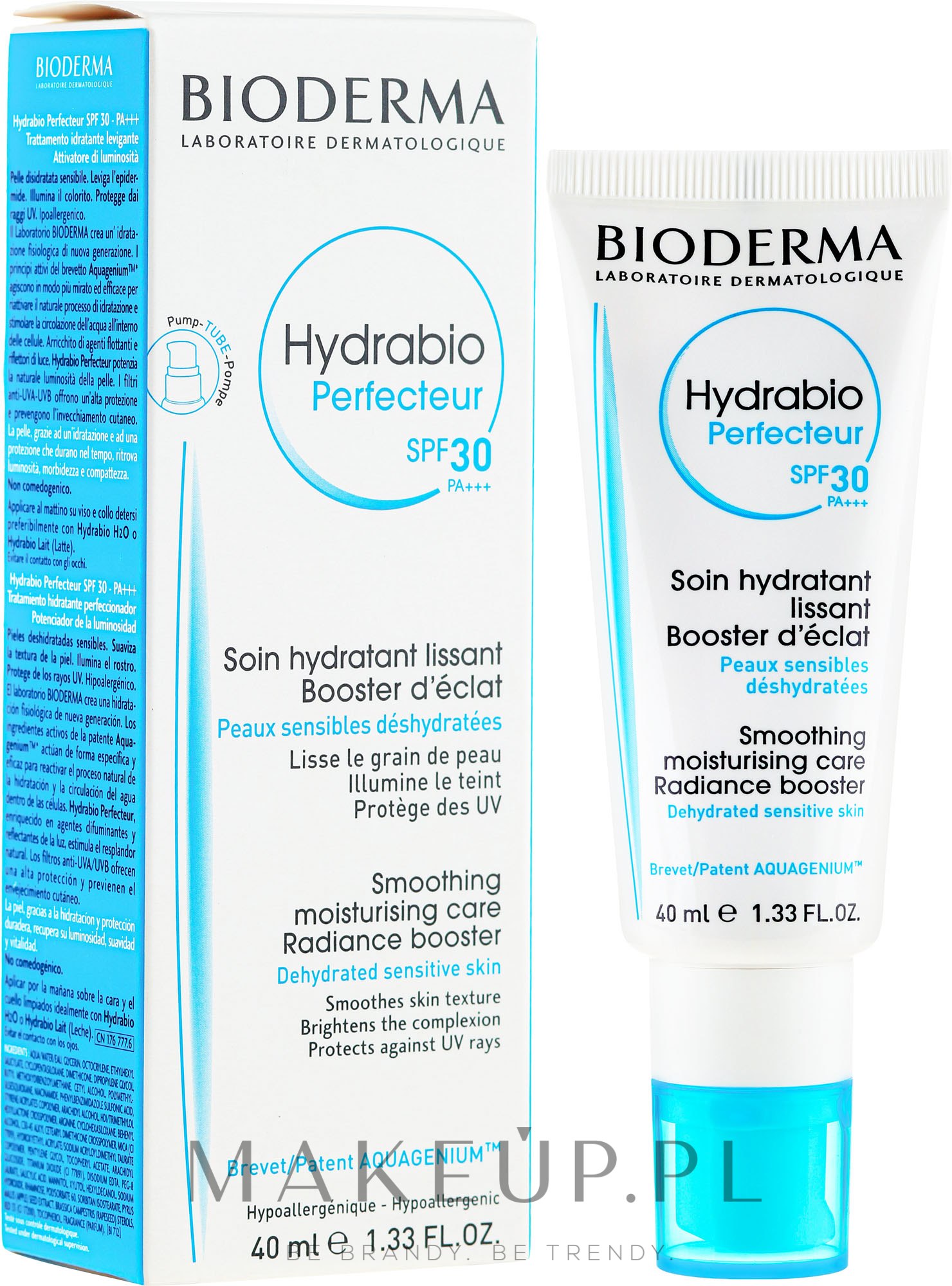 Nawilżający krem wygładzająco-rozświetlający skórę twarzy SPF 30 - Bioderma Hydrabio Smoothing Moisturising Care — Zdjęcie 40 ml