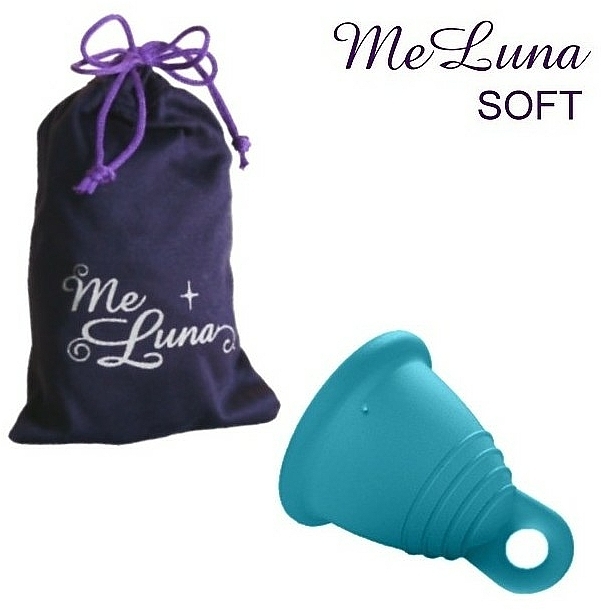 Kubeczek menstruacyjny z pętelką, rozmiar XL, morski - MeLuna Soft Shorty Menstrual Cup Ring — Zdjęcie N1