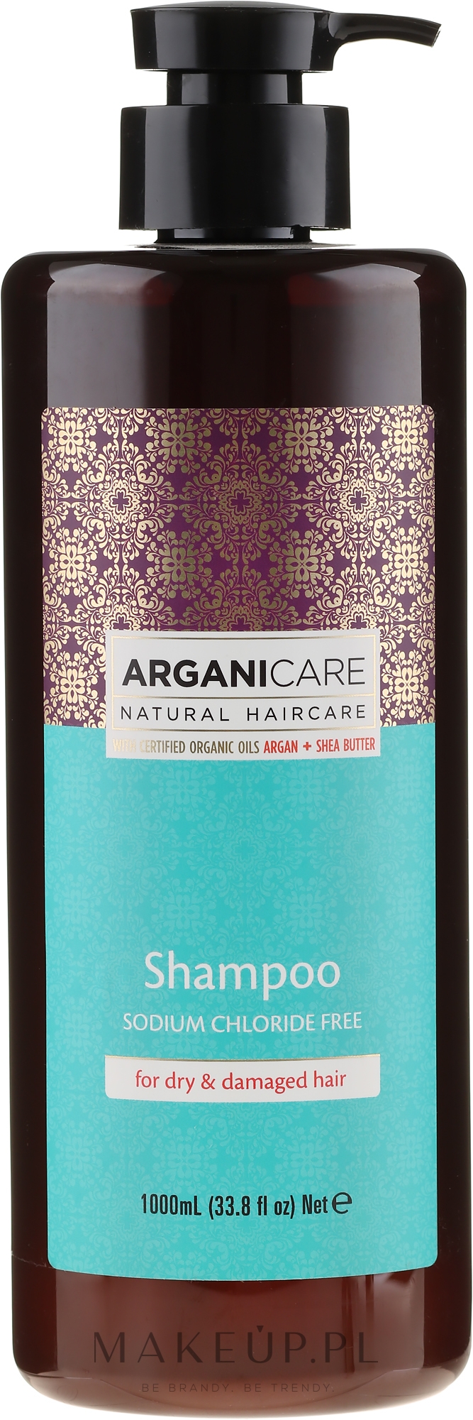 Szampon do suchych i zniszczonych włosów - Arganicare Shea Butter Shampoo For Dry Damaged Hair — Zdjęcie 1000 ml
